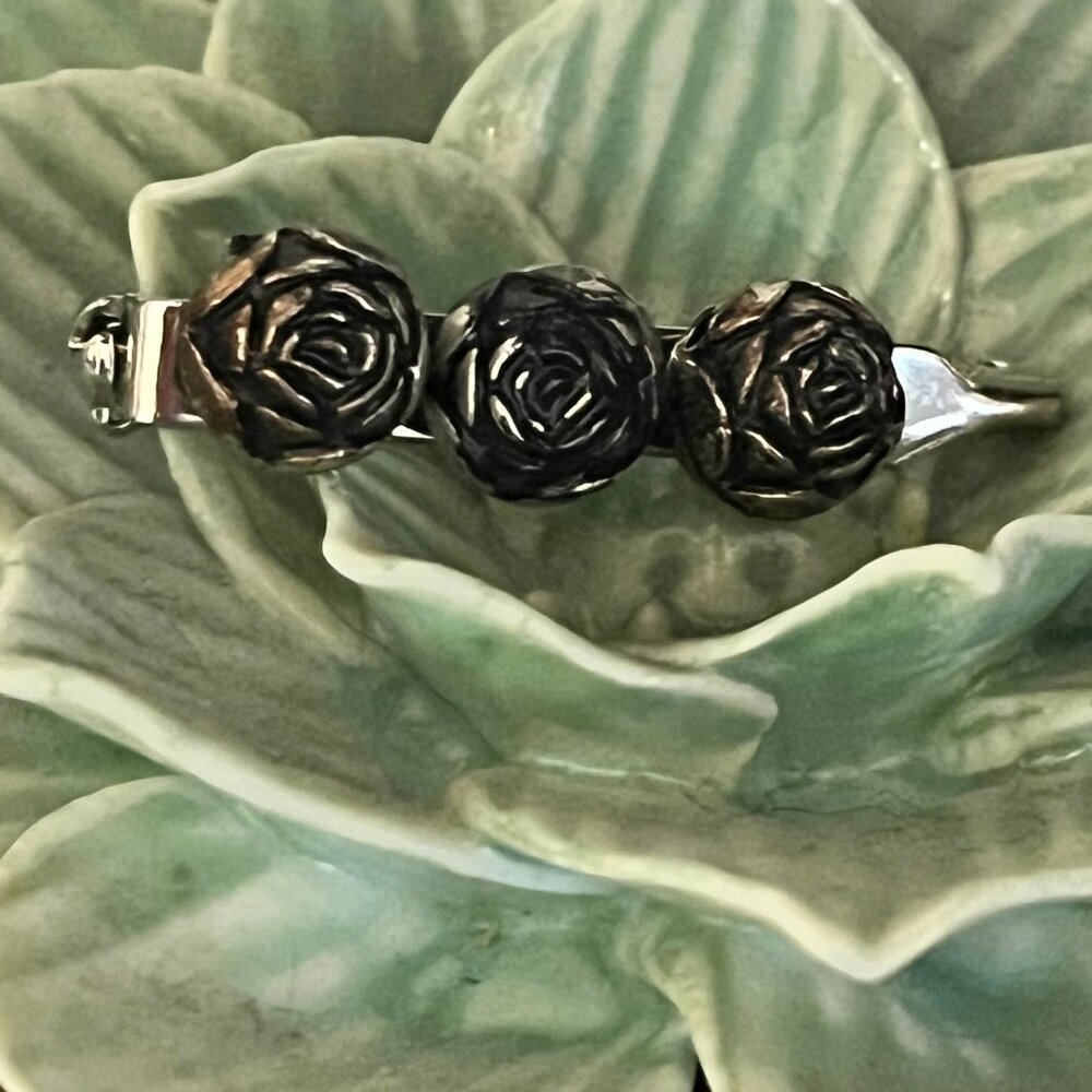 Vintage Black Rose Pin